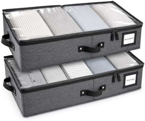 HOMELUX THEORY Under Bed Storage, Large 2pc with Lid, Dark Gray by HomeluxTheory