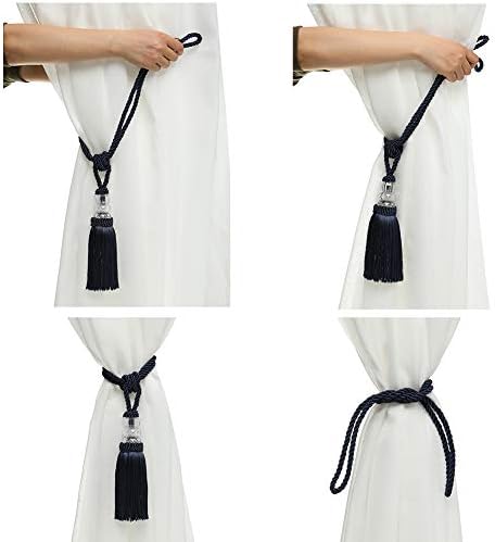 BEL AVENIR 2 Pack Curtain Tiebacks Hand-Woven Holdbacks Tassels Tiebacks - Image 3