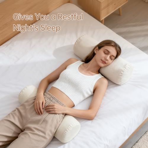 Small Neck Roll Buckwheat Pillow with Breathable Zipper Cotton Case - Image 7
