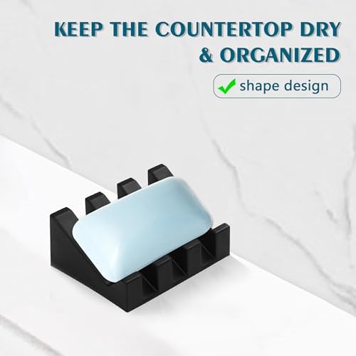 Self Draining Soap Dish Holder,Silicone Soap Dish,for Bathroom,Kitchen, Sponges，Can Extend Soap Life，Keep Soap Bars Dry and Easy Cleaning (Black,1-Pack) - Image 5