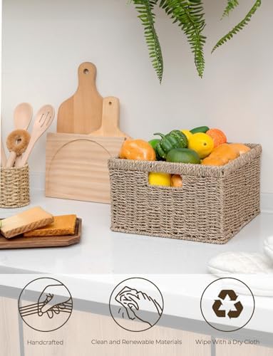 StorageWorks Wicker Storage Baskets for Shelves, Seagrass Baskets, 2-Pack - Image 4