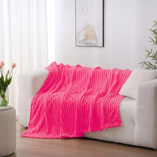 Hot Pink Fleece Throw Blanket 50”×60” for Couch Sofa Livingroom - Image 2