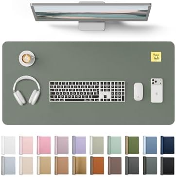 YSAGi Leather Desk Protector, Office Mat, Large Mouse Mat, Non-Slip PU Leather Blotter, Laptop Desk Pad, Waterproof Writing Pad for Office and Home (Dark Green, 35.4" x 17") by YSAGi