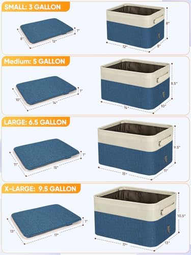 BALEINE 2 Pack Fabric Closet Storage Bins for Shelves, Linen Closet Organizers and Storage, Decorative Baskets for Organizing, Shelf, Clothes, Home, Office (Navy Blue, 15"x11"x9.5") - Image 2
