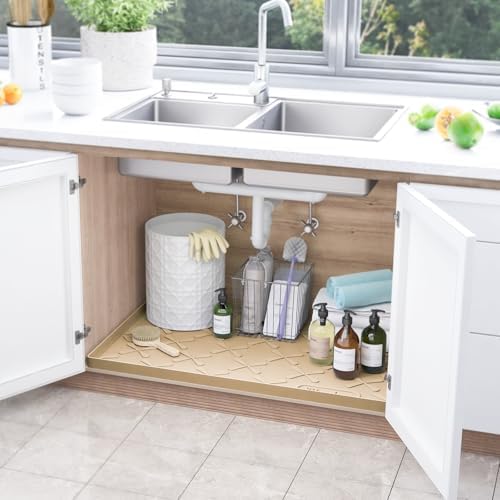 SIKADEER Waterproof Under Sink Mat 40" x 22" Silicone Mat Cabinet Protector - Image 2