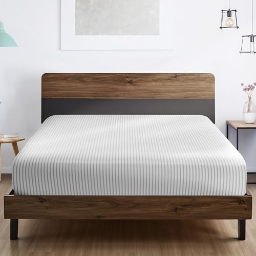 FreshCulture Twin XL Fitted Sheet Only - Hotel Quality Ultra Soft & Breathable Brushed Microfiber Fitted Sheet with 21 Inch Deep Pockets - Fits Twin XL Size Bed (Stripe Grey) - Image 5
