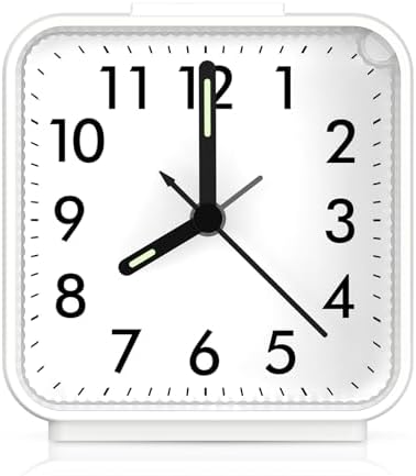 AMIR Analog Silent Non Ticking Small Clock, Travel Analog Alarm Clock by AMIR