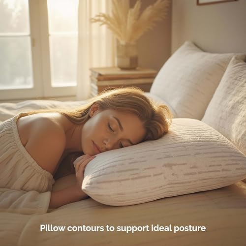Clara Clark Memory Foam Pillows 2 Pack, Queen Size Bed Pillows for Sleeping, Adjustable Pillow Shredded Memory Foam Filling for Back Stomach & Side Sleeper, CertiPUR-US, Washable Bamboo Rayon Cover - Image 5