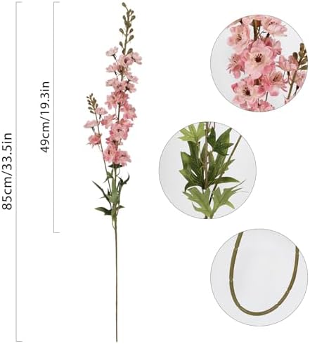 IPOPU Pink Artificial Delphinium Flowers 33.5" Long Stem Artificial Flowers Vintage Pink Fake Flowers for Wedding Centerpieces for Home Tables Party Decor（Vintage Pink） - Image 3