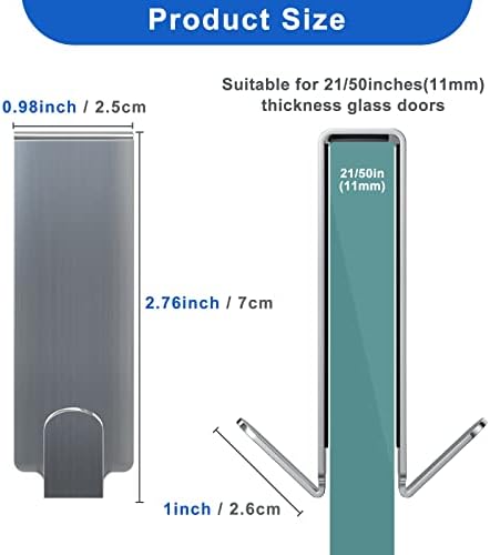 Shower Door Hooks, Shower Hooks for Towels, Heavy Duty Drilling-Free Double Sided Towel Hooks for Bathroom Frameless Glass Door, Over the Door Towel Hooks, 3 Packs - Image 3