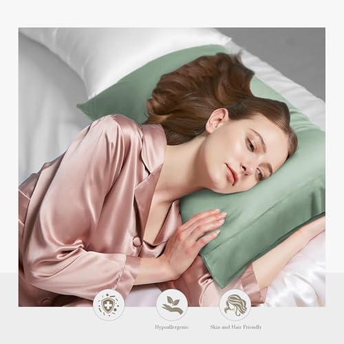 WishSmile Cooling Queen Pillowcases Set of 2 Breathable Cool Silky Soft Rayon Derived from Bamboo Fabric, Moisture Wicking for Hot Sleepers, Hair and Skin Friendly, Jade Green, 2 Pack, 20x30IN - Image 2
