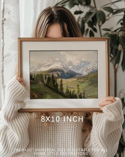 Nature Landscape Vintage Wall Art for Home Decor, Mountain View Canvas Wall Art, Farmhouse Muted Spring Summer Paintings Art Picture Aesthetic for Bedroom Bathroom Living Room Office Decor (8" x 10"-UNFRAMED) - Image 4