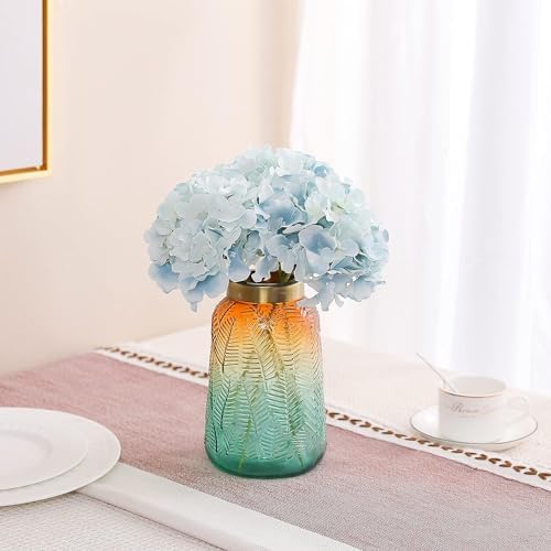 Fake Blue Hydrangea Artificial Flowers - Faux Silk Hydrangeas Flowers Heads with Stems Real Touch for Home Wedding Party Table Decor(Light Blue,Pack of 10) - Image 3