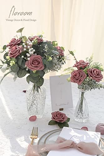 Floroom Artificial Flowers 50pcs Real Looking Dusty Rose Foam Fake Roses with Stems for DIY Wedding Bouquets Bridal Shower Centerpieces Floral Arrangements Party Tables Home Decorations - Image 4