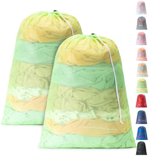 2 Pack Mesh Travel Laundry Bag 28" x 40"Extra Large Dirty Clothes Organizer by Unknown