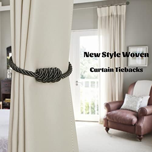 BEL AVENIR Magnetic Curtain Tiebacks 6 Pack Hand-Woven Curtain Ties - Image 6