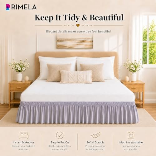 Lavender Purple Bed Skirt Queen 18" Drop, Elastic Wrap Around Bedskirt - Image 5