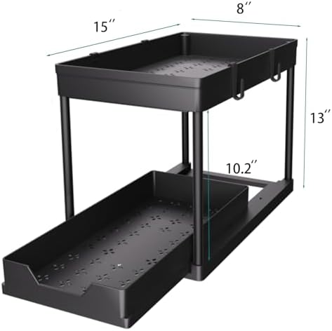 DEKAVA Under Sink Organizer 2 Pack, Bathroom Cabinet Organizer, 2 Tier Sliding Cabinet Basket Organizer Drawer, Multi-Purpose Bath Collection Baskets for Bathroom (Black) - Image 2