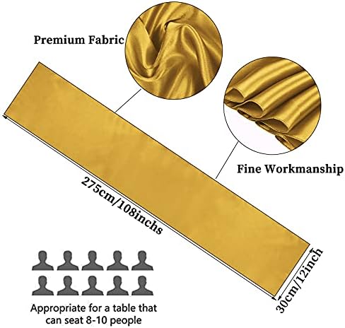 20-Pack Gold 12 x 108 inches Long Premium Satin Table Runner - Image 2