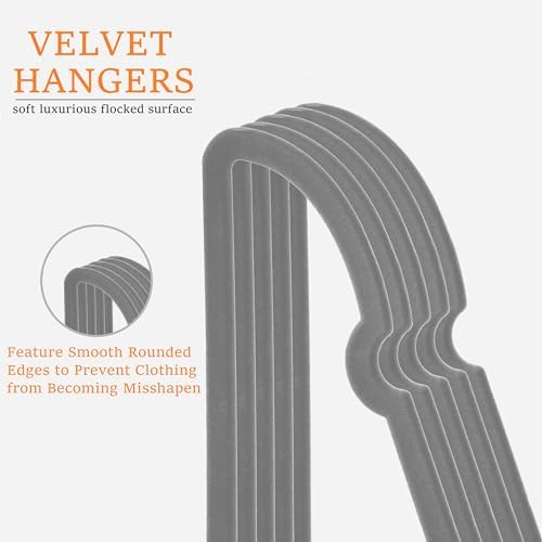 Velvet Hangers 20 Pack,16 Inch Non Slip Adult Heart Hanger (Grey) - Image 2