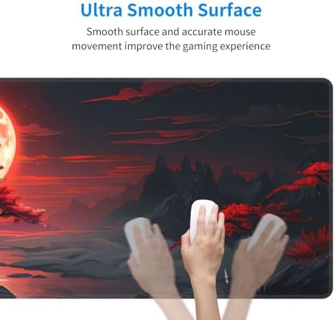 Gaming Mouse Pad Desk Pad,Extended Big Mouse Pad,31.5x11.8 Inch Long Computer Keyboard Mouse Mat Mousepad with 3mm Non-Slip Base and Stitched Edge for Gaming and Office… (Red Moon Canyon) - Image 4