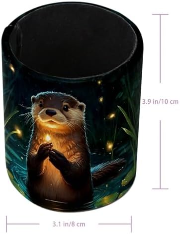 Vcedizo Pen Holder for Desk, Cute Otter Makeup Brush Holder Pencil Cup Desk Accessories Storage Organizer Desktop Stationery Organizer for Office School Home - Image 3