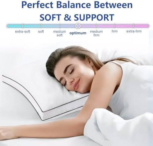 Premium Pillows Queen Size Set of 2, Fluffy and Supportive 7D Down Alternative Bed Pillows, Luxury Soft Hotel Quality Gusseted Pillow for Side Back Stomach Sleepers, Relief Neck Head and Shoulder Pain - Image 4