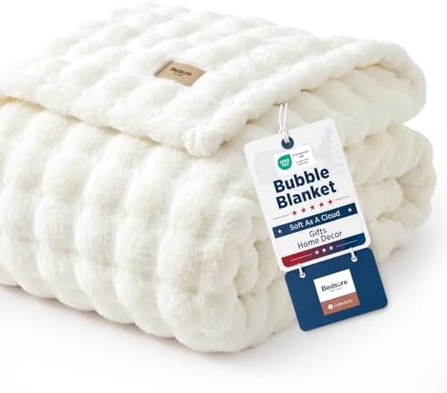 Bedsure Cloud Bubble King Throw Blanket for Bed, Off White, 108"×90" by BEDSURE