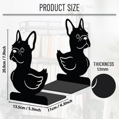 WADORN 1 Pair Metal Decorative Bookends, Dog Duck Heavy Duty Book Ends - Image 2