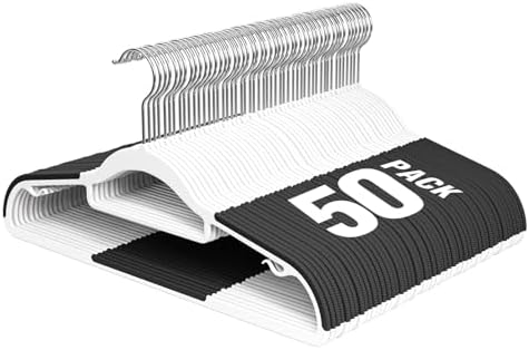 Plastic Hangers 50 Pack, 16.5" Non-Slip Clothes Hangers Heavy Duty by UEAKPIC