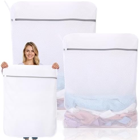 Dntorx 2 Pack Extra Large Mesh Laundry Bags for Delicates, 24x32In+35x43In by Dntorx