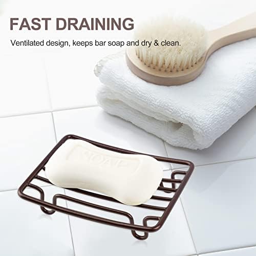 Bar Soap Dish Holder for Shower Bathroom Stainless Steel Rust Proof Self Draining, Bronze-2 Pack - Image 3
