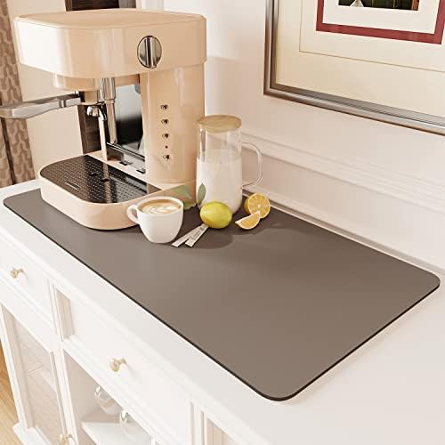 AMOAMI Coffee Mat Hide Stain Rubber Backed Absorbent Dish Drying Mat for Kitchen Counter - Fits Under Coffee Maker or Machine by AMOAMI