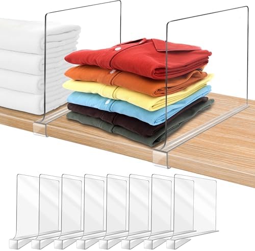 11 Inches Tall [Extra Tall Version] Shelf Dividers for Closet Organization and Storage, 8 Pack Purse Organizer for Closet Acrylic Bookshelf for Organization, Perfect for Sweater Shirts Handbags by OMGelic