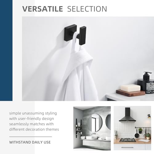 Angle Simple Towel Hook for Bathroom, Robe Coat Hook for Wall, Matte Black - Image 3