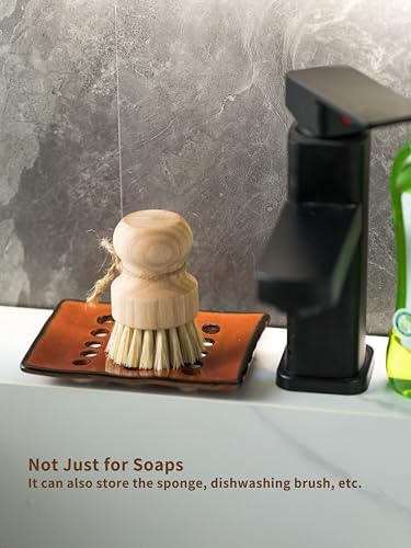 Bar Soap Holder Shower, Ceramic Bathroom Soap Dish with Drainage - Image 5