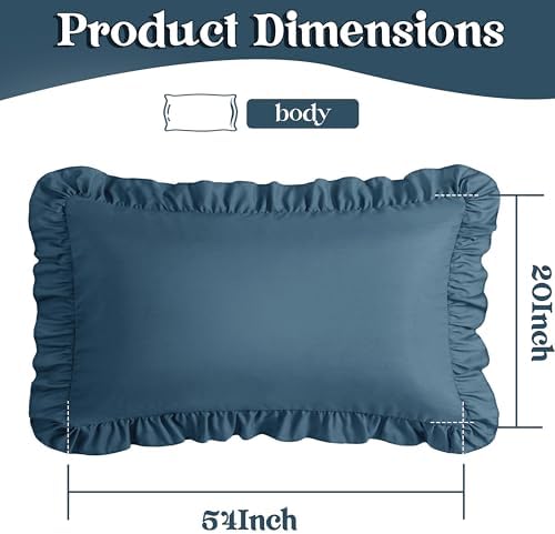 KKJIAF Ruffle Body Pillow Cases Set of 1, Dark Blue - Image 3