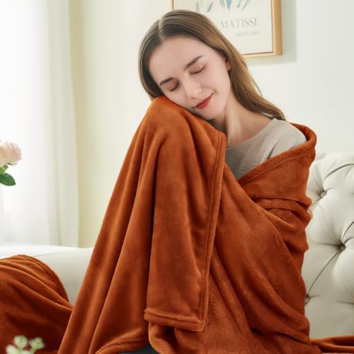 BEDELITE Fleece Blanket Soft Plush Throw for Couch Terracotta 50"x60" - Image 2