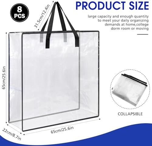 8 Pcs Clear Wreath Storage Bags 26 Inch Garland Container Door Garland Holiday Wreath Storage Holder with Handle and Zipper Heavy Duty Plastic Packing Totes(Black) - Image 2