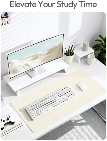 YSAGi Leather Desk Pad Protector, Office Desk Mat, Large Mouse Pad, Non-Slip PU Leather Desk Blotter, Laptop Desk Pad, Waterproof Desk Writing Pad for Office and Home (Cream, 23.6" x 13.8") - Image 6