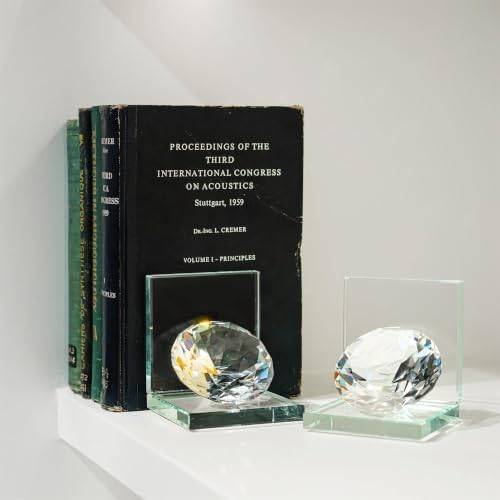 1 Pair Crystal Bookends with 80mm Clear Diamond for Heavy Books - Image 6