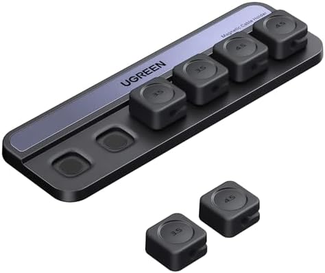 UGREEN Desk Cable Organizer, Magnetic Cord Holder 6 Pack, Silicone Cable Clip with Strong Magnet, 2 Sizes for Charging Cords, Easy Cable Management for Desk, Nightstand, Car, Home Office by UGREEN