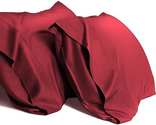 WishSmile Cooling King Pillowcases Set of 2 Breathable Cool Silky Soft Rayon Derived from Bamboo Fabric, Moisture Wicking for Hot Sleepers, Hair and Skin Friendly, Red, 2 Pack, 20x36IN by WishSmile