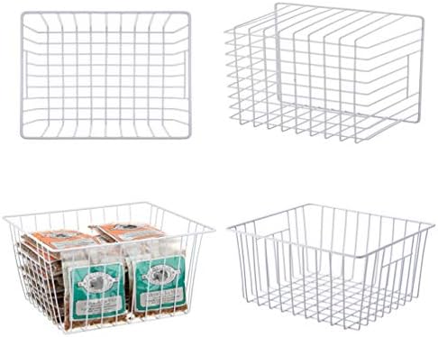 Freezer Baskets Storage Organizer, Refrigerator Metal Wire Basket bins, Household Bins with Built-in Handles for Kitchen Cabinets, Freezer, Pantry, Closets, Bathrooms, 4 Packs - Image 3