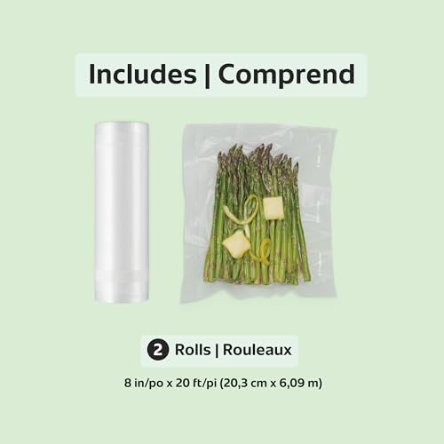 FoodSaver Vacuum Sealer Bags, Rolls for Custom Fit Airtight Food Storage and Sous Vide, 8" x 20' (Pack of 2) - Image 6