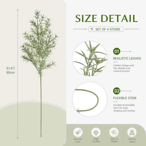 Fake Plants Eucalyptus Stems,Plastics Ficus Stems for Vase Artificial Plants,Greenery Stems for Vase Faux Plants Indoor,43.3" Faux Greenery Indoor Vase Fillers for Home Decor(6pcs Orange) - Image 2