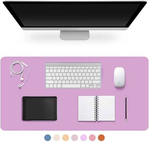 Leather Desk Pad Protector,Non-Slip Desk Pad(Light Purple, 35.4" x 17") by CADONO