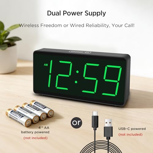 Peakeep Battery Operated Digital Alarm Clock for Bedrooms Big Numbers - Image 2
