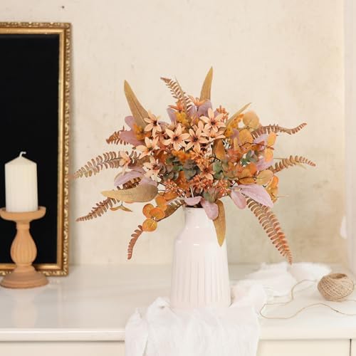 75 Pcs 8 Kinds Artificial Greenery Stems Box Set for Fall Decor(Orange) - Image 2