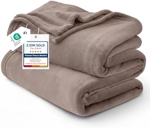 Bedsure GentleSoft Fleece Blankets Twin Size Light Brown - 300GSM Lightweight Plush Fuzzy Cozy Soft Blanket for Bed, Sofa, Couch, Travel, Camping, 60x80 inches by BEDSURE